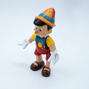Vintage 1968 Disney Pinocchio Plastic Movable Toy Figurine Self Sitter